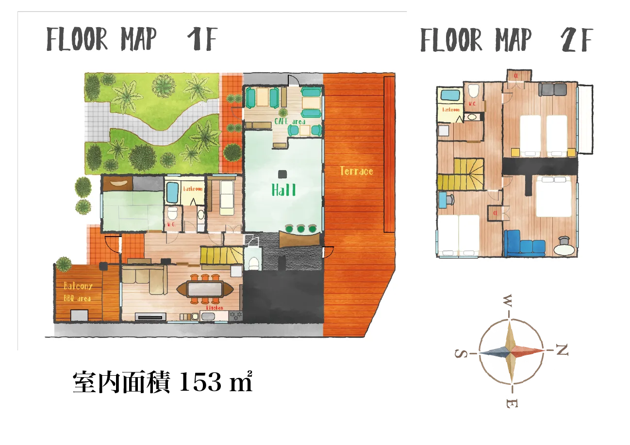 1階と2階の間取り図の全体